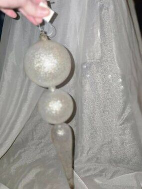 VTG Christmas Tree Table/Topper Finial Silver Mercury Blown Glass 14"